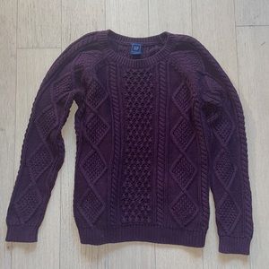 Gap Cable-Knit Crewneck Sweater (Merlot / Wine Colored)